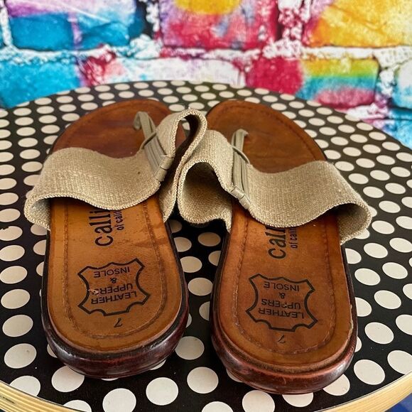 Callisto of California Leather Stretch Sandals Flip Flops Size 7 - Picture 2 of 10